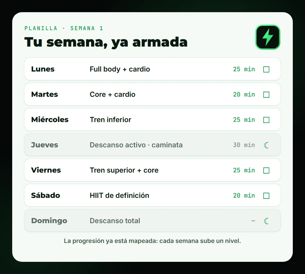 Planilla semanal de entrenamiento